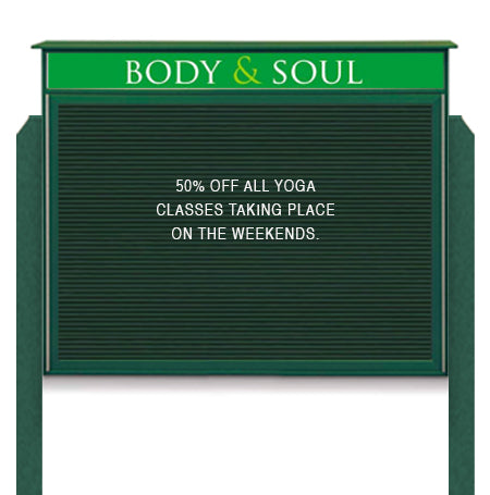 36x48 Free Standing Outdoor Message Center with Letter Board with Header