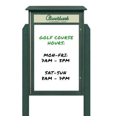 48" x 48" Freestanding Outdoor Message Center - Magnetic White Dry Erase Board with Header