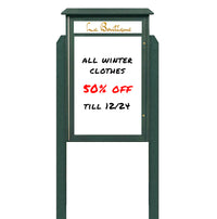 48" x 48" Freestanding Outdoor Message Center - Magnetic White Dry Erase Board with Header