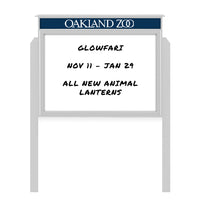 24" x 32" Outdoor Message Center - Magnetic White Dry Erase Board with Header and Posts