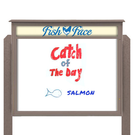 24" x 36" Outdoor Message Center - Magnetic White Dry Erase Board with Header and Posts
