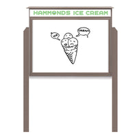 27" x 39" Outdoor Message Center - Magnetic White Dry Erase Board with Header and Posts