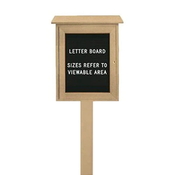 Free Standing 8.5x11 Single Door (Single Post) Outdoor Letter Board Message Center with Posts - Left Hinged