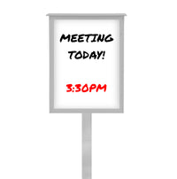 18" x 18" Outdoor Message Center - Magnetic White Dry Erase Board with Post