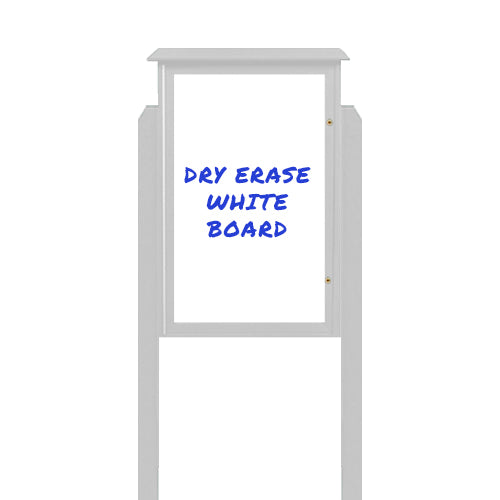 38" x 54" Outdoor Message Center - Magnetic White Dry Erase Board with Posts