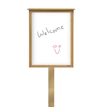 11" x 17"  Outdoor Message Center - Magnetic White Dry Erase Board with Posts