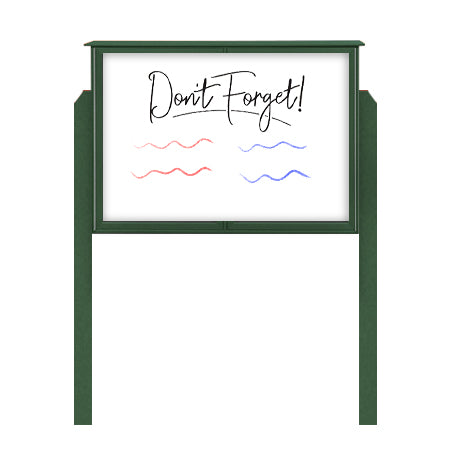20" x 20" Outdoor Message Center - Magnetic White Dry Erase Board with Posts