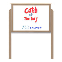 24" x 36" Outdoor Message Center - Magnetic White Dry Erase Board with Posts
