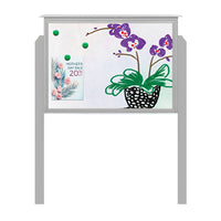 27" x 40" Outdoor Message Center - Magnetic White Dry Erase Board with Posts