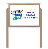 30" x 40" Outdoor Message Center - Magnetic White Dry Erase Board with Posts