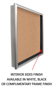 Empty Shadow Box SwingFrame with Cork Board 8" Deep Interior | Black Interior Cabinet | Metal Framed Shadowbox