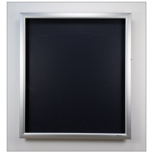 LARGE WALL SHADOW BOX DISPLAY CASE with SILVER FRAME & BLACK INTERIOR (SHOWN WITH 5 INCH USEABLE INTERIOR DEPTH)