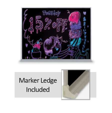 Value Line 24x36 Black Wet Erase Marker Board with Aluminum Frame