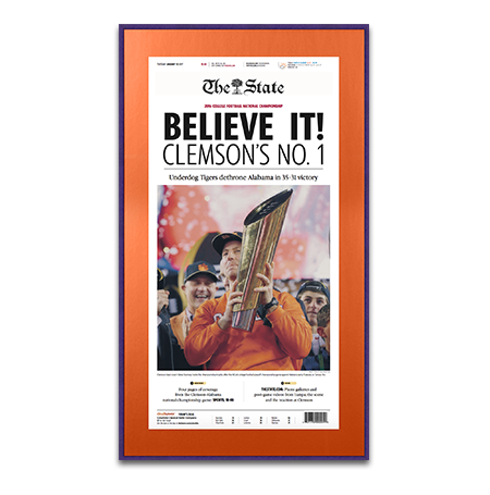 Clemson Tigers 2016 NCAA College Football Champions Newspaper Metal Display Frame