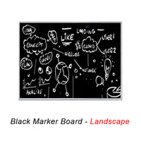 MAGNETIC 11x14 BLACK PORCELAIN WET ERASE MARKER BOARD SHOWN IN LANDSCAPE ORIENTATION
