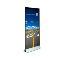 36" WIDE MODERN MOUNT POSTER DISPLAY WITH STEEL FLOOR BASE | SILVER FINISH