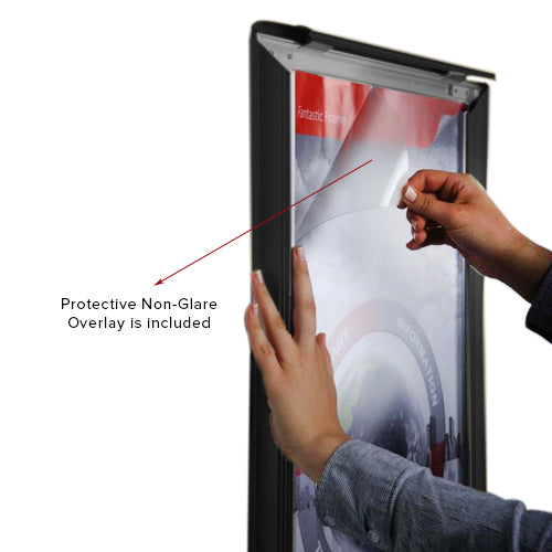 Protective Non-Glare Overlay is included with 24x36 Modern Style Black Snap Frame | Protect your Sign, Graphic or Photograph from Dust and Scratches