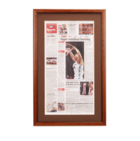 Classic Wood Frame Newspaper Display Frames with Beveled Matboard