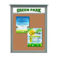 30x30 Outdoor Cork Board Message Center with Header - LEFT Hinged (Image Not to Scale)