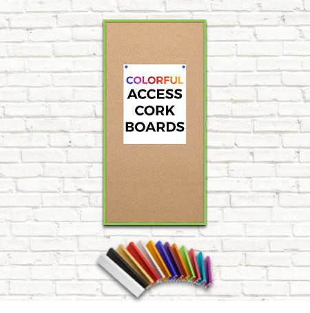 Access Cork Board™ Open Face Colorful Metal Framed 18x36 Bulletin Cork Board