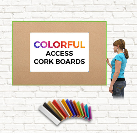 Access Cork Board™ Open Face 36 x 60 Colorful Metal Framed Bulletin Boards