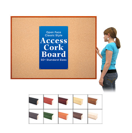 Access Cork Board™ 24" x 48" Open Face #361 Wood Framed Bulletin Boards + Optional Fabric Colors + Custom Sizes