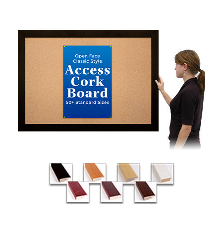 Access Cork Board™ 32x36 Open Face BOLD WIDE WOOD Framed Cork Bulletin Board