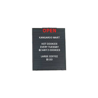 11" Wide x 14" High DOUBLE SIDED Plastic Black Letter Board with Header Accessory for OPEN or CLOSED Message