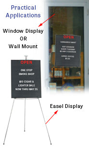 11x14 Wall Mount Open/Closed Plastic Black Letter Panel