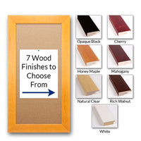 Access Cork Board™ Bold Wide-Wood Frame 22x28 Cork Board 2 3/4" Wide Flat Face Frame Profile in 7 Wood Stain Finishes