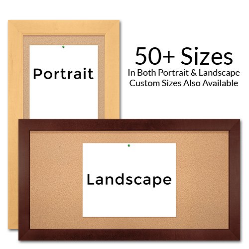 Access Cork Board™ Bold Wide-Wood Frame Cork Board 2 3/4" Wide Flat Face Frame Profile Available in Over 50 Wood Framed Sizes Plus Custom Sizes
