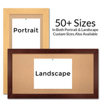 Open Face Wide Wood Framed Access Corkboards 24 x 60 Can be Ordered in Portrait or Landscape