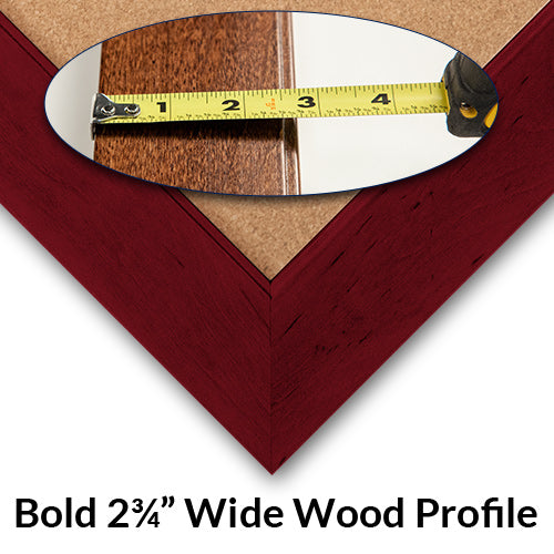24 x 84 Bold Wide-Wood Picture Frame Borders the Bulletin Cork Board | Choose from 7 Popular Wood Stain Finishes