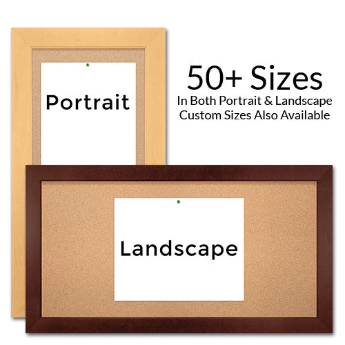 Open Face Wide Wood Framed Access Corkboards 30 x 96 Can be Ordered in Portrait or Landscape