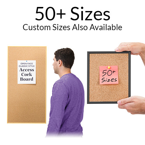 Access Cork Boards Available in Over 50 Metal Framed Sizes + Custom Cork Bulletin Board Sizes