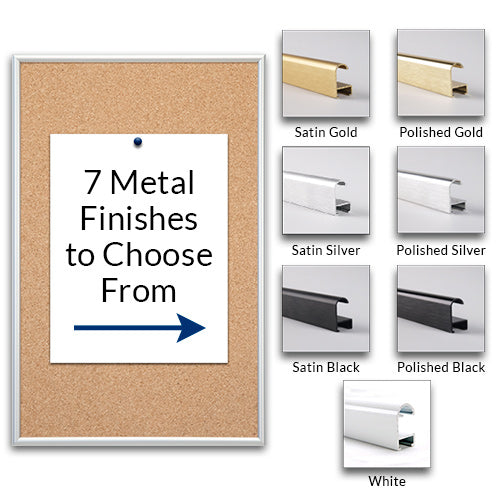 Access Cork Board™ 24" x 72" | Open Face Corkboard with Classic Style Metal Frame Offered in 7 Metal Frame Finishes