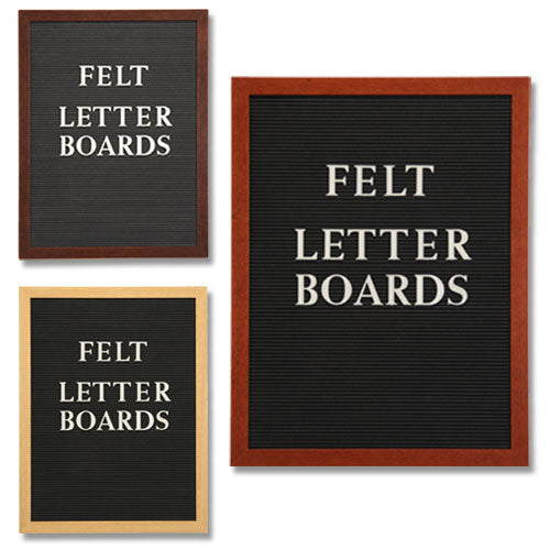 30x30 OPEN FACE LETTER BOARD: 5 FELT COLORS, 3 WOOD FINISHES
