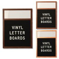 12x12 OPEN FACE LETTER BOARD WITH HEADER: 6 VINYL COLORS, 3 WOOD FINISHES