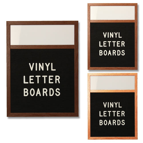 16x16 OPEN FACE LETTER BOARD WITH HEADER: 6 VINYL COLORS, 3 WOOD FINISHES