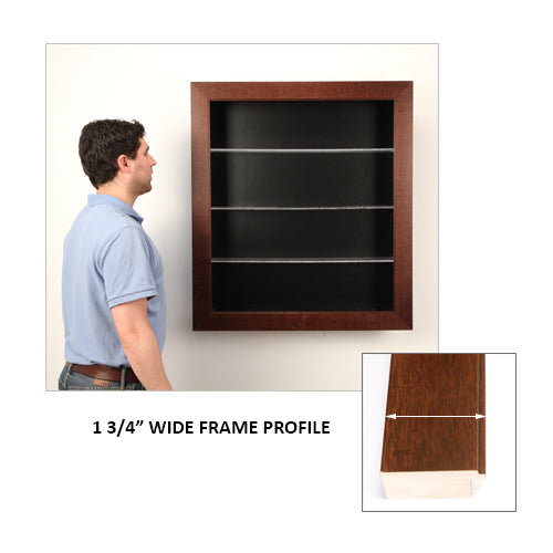 1 3/4" WIDE WOODEN FRAMED SHADOW BOXES with SHELVES (12" INTERIOR DEPTH) | AVAILABLE in 9 WOOD FRAME FINISHES
