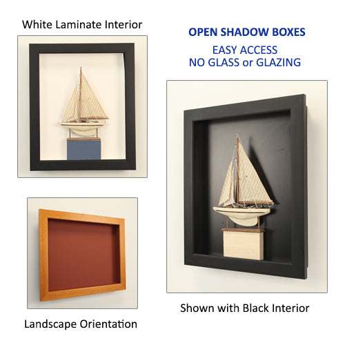 WOODEN 1" DEEP OPEN SHADOW BOXES (AVAILABLE  in 20+ SIZES)