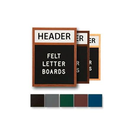 24x72 Letter Board Wood Framed with Felt Letterboard + Message Header