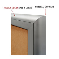 3-DOOR ILLUMINATED CORKBOARD 72" x 24" RADIUS EDGES WITH MITERED CORNERS (SHOWN IN SILVER)