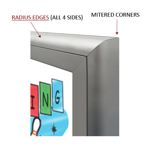 RADIUS EDGES WITH MITERED CORNERS (SHOWN IN SILVER)