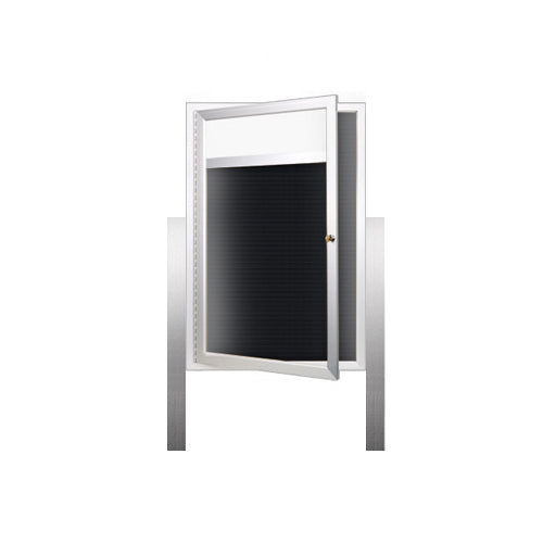 Outdoor Enclosed Letter Board Display Case with LED Lighting and Leg Posts