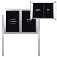 Outdoor Enclosed Letter Boards with Radius Edges and 2 Leg Posts (Multiple Doors)