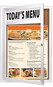 Outdoor Cork Board Menu Cases with Personalized Header