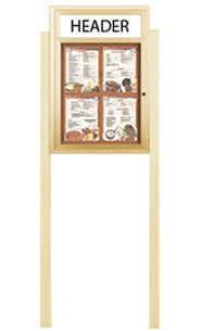 Outdoor Enclosed Menu Cases with Header and Leg Posts for 8 1/2" x 11" Portrait Menu Sizes
