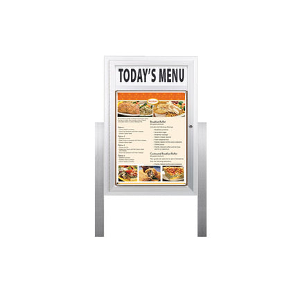 Outdoor Menu Case Displays With Header And Leg Posts For 8.5x14 