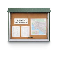 WALL MOUNT 45" x 36" OUTDOOR MESSAGE CENTER CORK BOARD WITH SLIDING DOORS